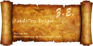 Zakócs Erika névjegykártya