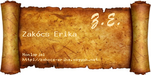 Zakócs Erika névjegykártya